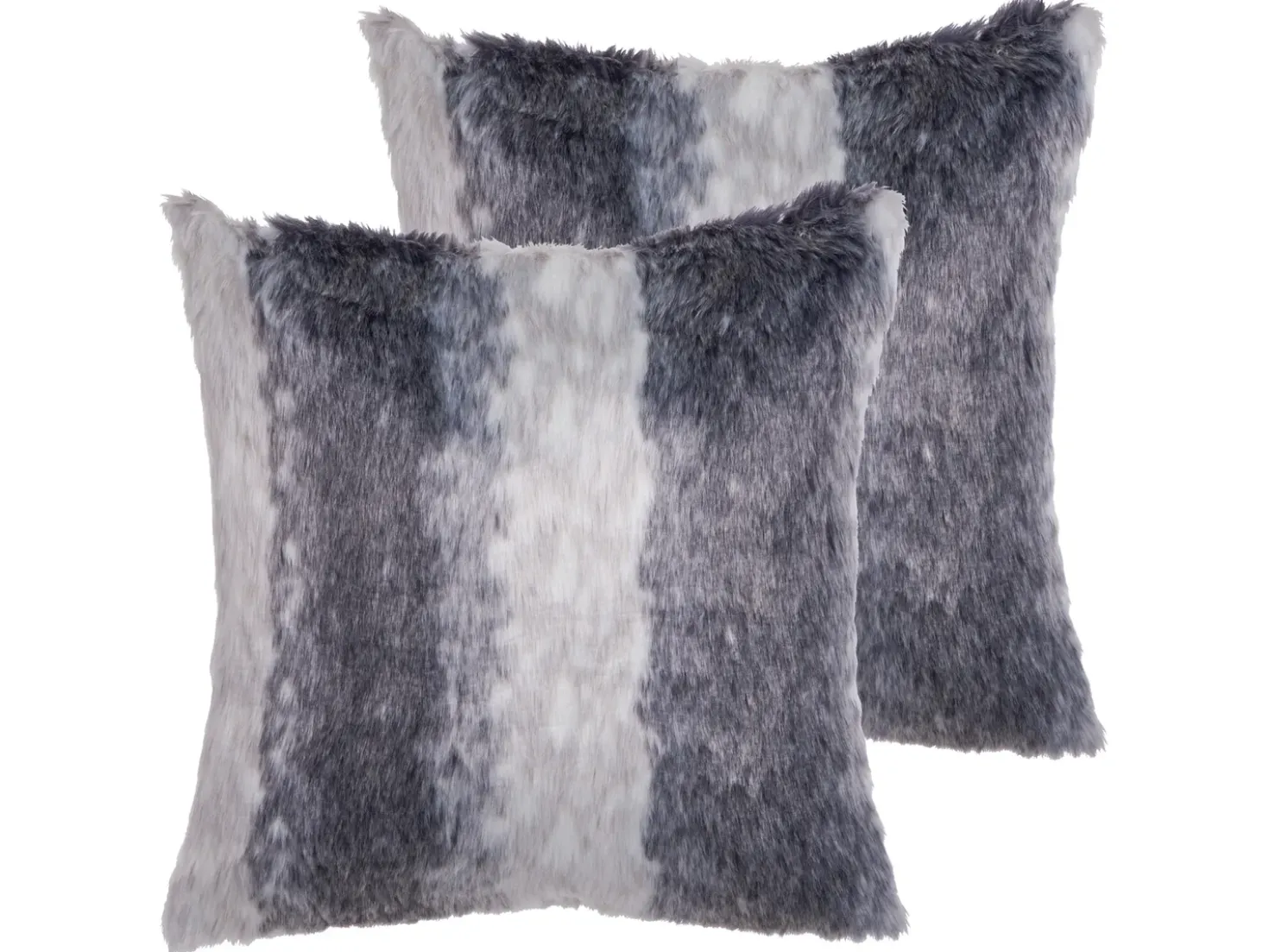 Set di 2 cuscini HORDEUM Finta pelliccia 45 x 45 cm Grigio A strisce