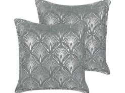 Set di 2 cuscini HOYA Cotone 45 x 45 cm Grigio Trama geometrica