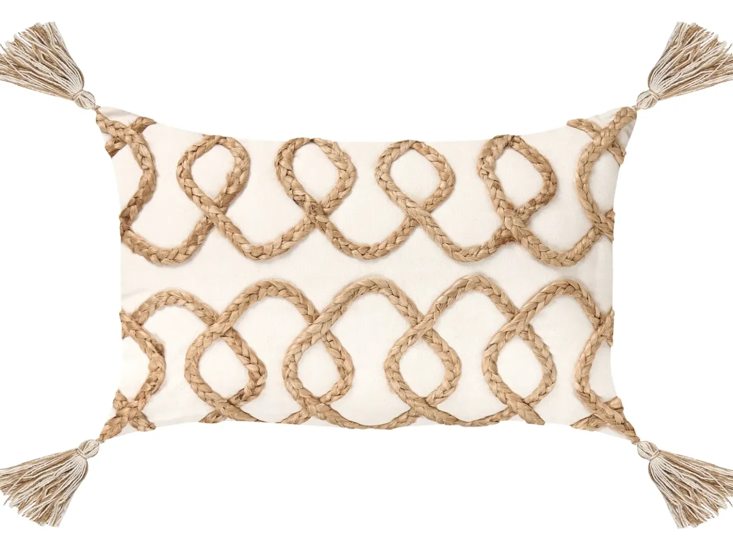 Set di 2 cuscini INCANA Cotone 30 x 50 cm Beige Trama geometrica