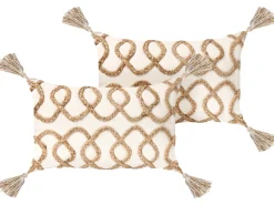 Set di 2 cuscini INCANA Cotone 30 x 50 cm Beige Trama geometrica
