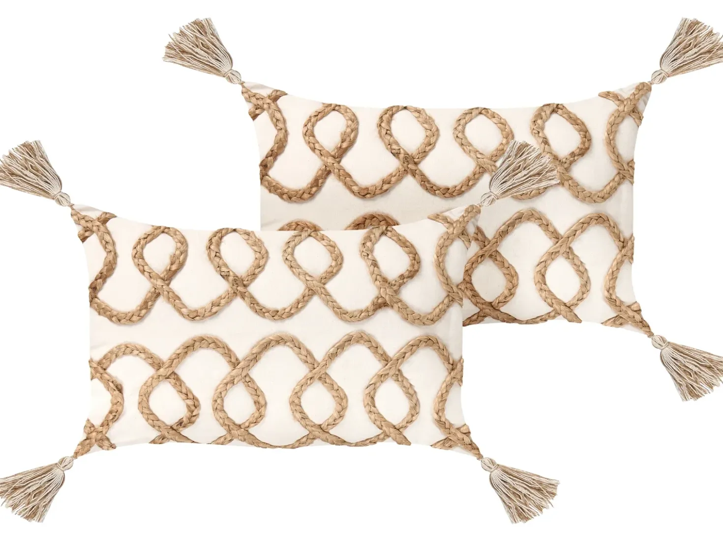 Set di 2 cuscini INCANA Cotone 30 x 50 cm Beige Trama geometrica