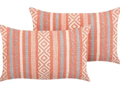 Set di 2 cuscini INULA Cotone 30 x 50 cm Arancione Trama geometrica