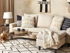Set di 2 cuscini IRESINE Cotone 45 x 45 cm Beige Trama geometrica
