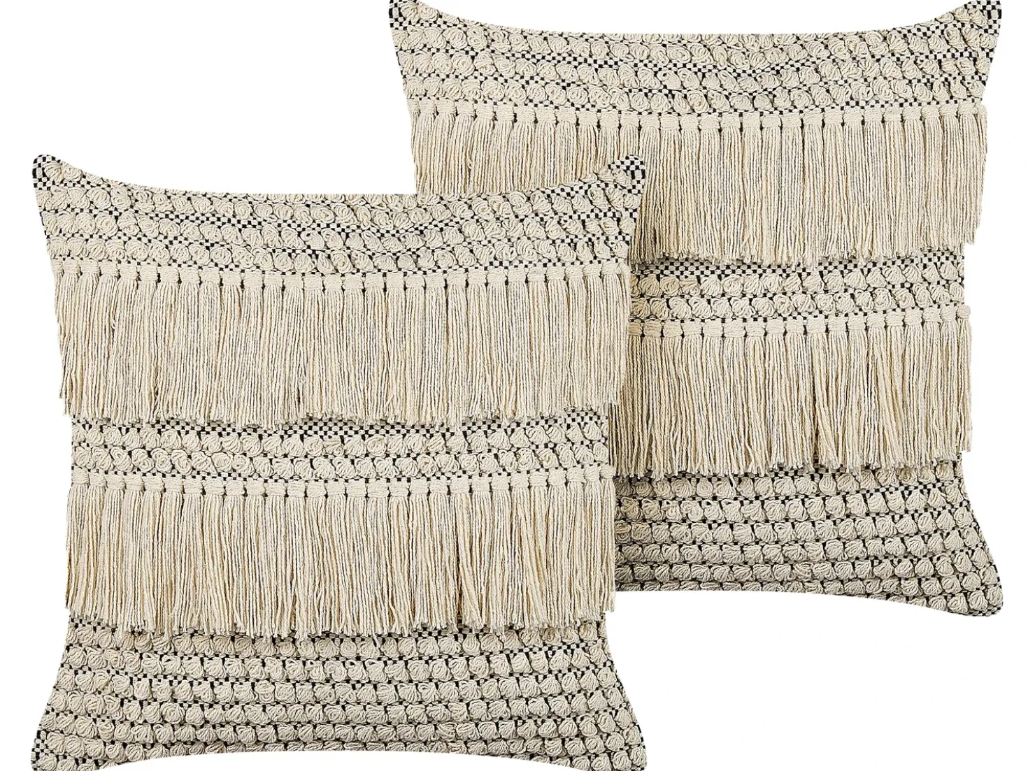Set di 2 cuscini IRESINE Cotone 45 x 45 cm Beige Trama geometrica