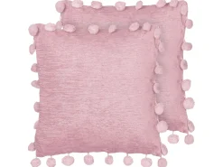 Set di 2 cuscini JASMINE 45 x 45 cm Rosa Tinta unita