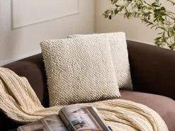 Set di 2 cuscini JOARA Cotone 45 x 45 cm Beige chiaro Tinta unita