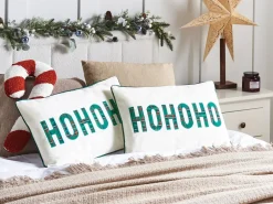 Set di 2 cuscini JOYCANDY Cotone 30 x 50 cm Bianco Modello natalizio