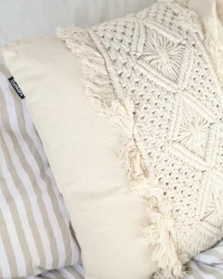Set di 2 cuscini KALAM Cotone 45 x 45 cm Beige chiaro Trama geometrica