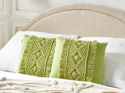 Set di 2 cuscini KALAM Cotone 45 x 45 cm Verde Trama geometrica
