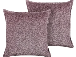 Set di 2 cuscini KALMIA Velluto 45 x 45 cm Rosa Trama floreale