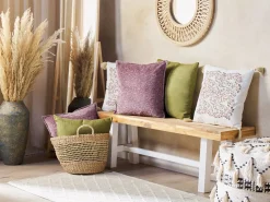 Set di 2 cuscini KALMIA Velluto 45 x 45 cm Rosa Trama floreale