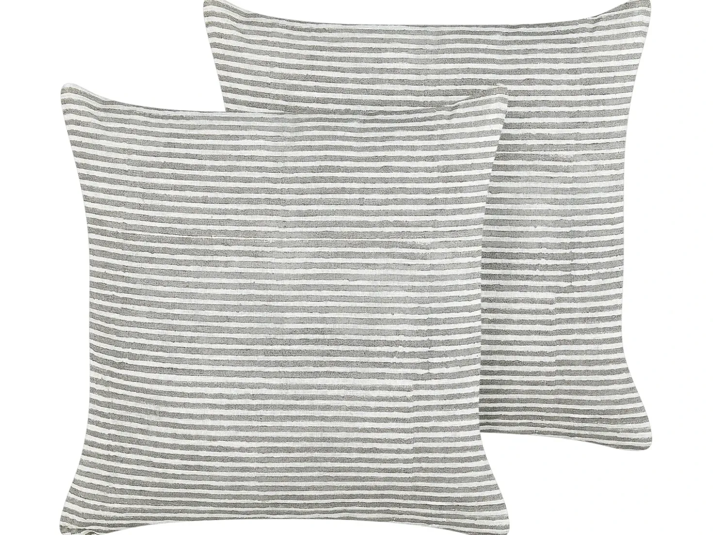 Set di 2 cuscini KANPAS Lino 50 x 50 cm Grigio A strisce
