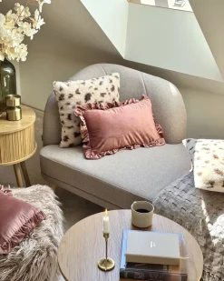 Set di 2 cuscini KASRA Finta pelliccia 45 x 45 cm Beige chiaro Trama astratta