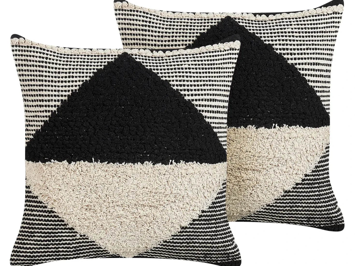 Set di 2 cuscini KHORA Cotone 50 x 50 cm Nero Trama geometrica
