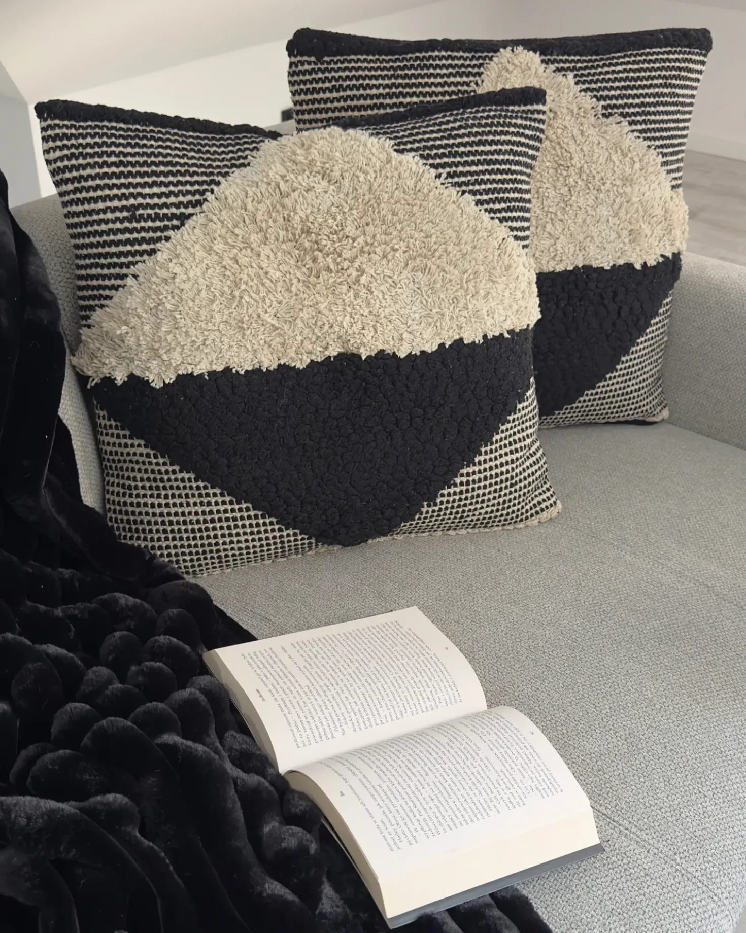 Set di 2 cuscini KHORA Cotone 50 x 50 cm Nero Trama geometrica