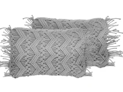 Set di 2 cuscini KIRIKKALE Cotone 30 x 45 cm Grigio Trama geometrica