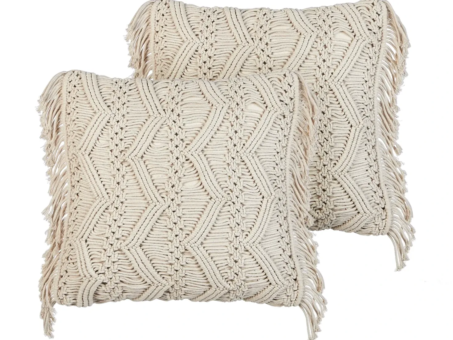 Set di 2 cuscini KIRIKKALE Cotone 45 x 45 cm Beige chiaro Trama geometrica