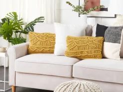 Set di 2 cuscini KIRIS Cotone 30 x 50 cm Giallo Trama geometrica