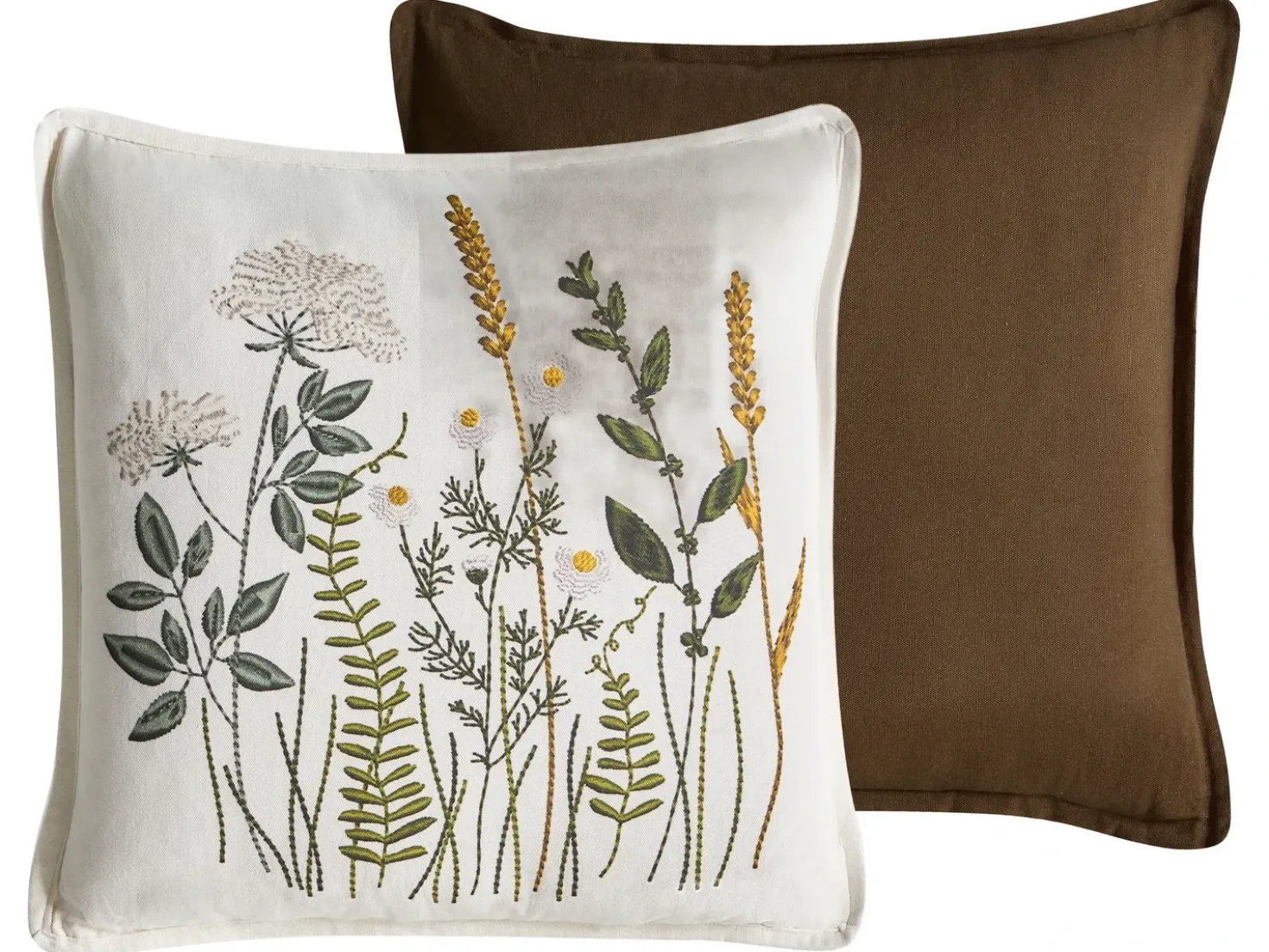 Set di 2 cuscini KNEMA Cotone 45 x 45 cm Bianco Trama floreale
