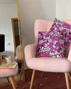 Set di 2 cuscini KOELERIA Velluto 45 x 45 cm Fucsia Trama floreale