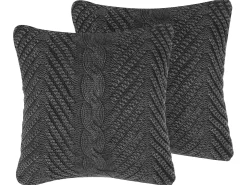 Set di 2 cuscini KONNI Cotone 45 x 45 cm Grigio Trama Chevron