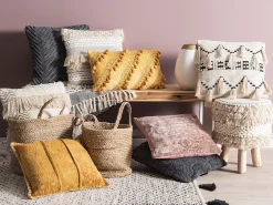 Set di 2 cuscini KONNI Cotone 45 x 45 cm Grigio Trama Chevron
