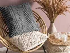 Set di 2 cuscini KONNI Cotone 45 x 45 cm Grigio Trama Chevron