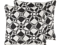 Set di 2 cuscini KOTURE Cotone 45 x 45 cm Nero/Bianco Trama geometrica
