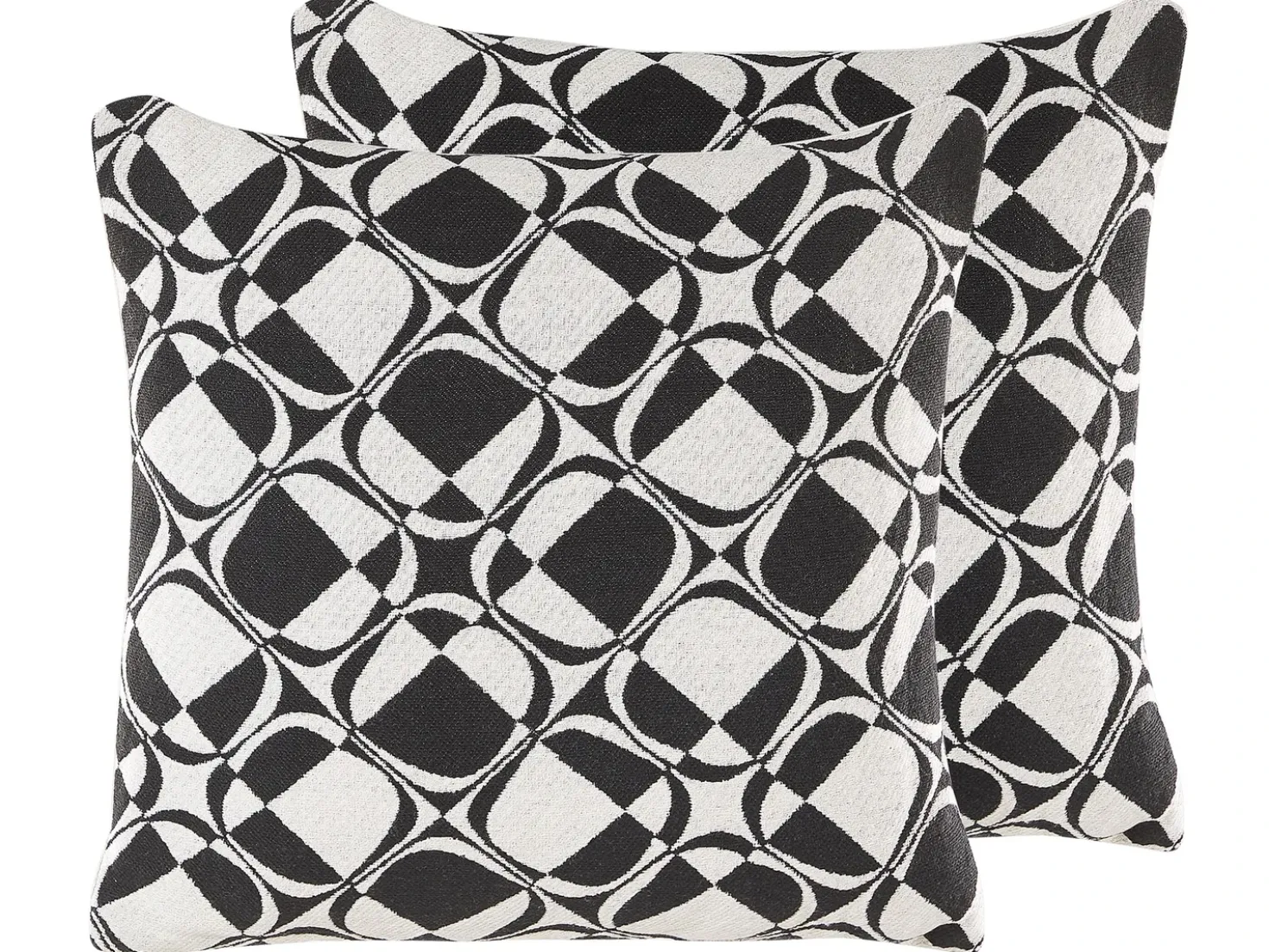 Set di 2 cuscini KOTURE Cotone 45 x 45 cm Nero/Bianco Trama geometrica