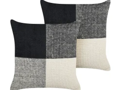 Set di 2 cuscini LAELIA Cotone 45 x 45 cm Nero Patchwork