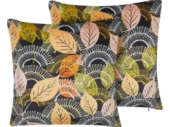 Set di 2 cuscini LAGURUS Velluto 45 x 45 cm Multicolore Trama di piante
