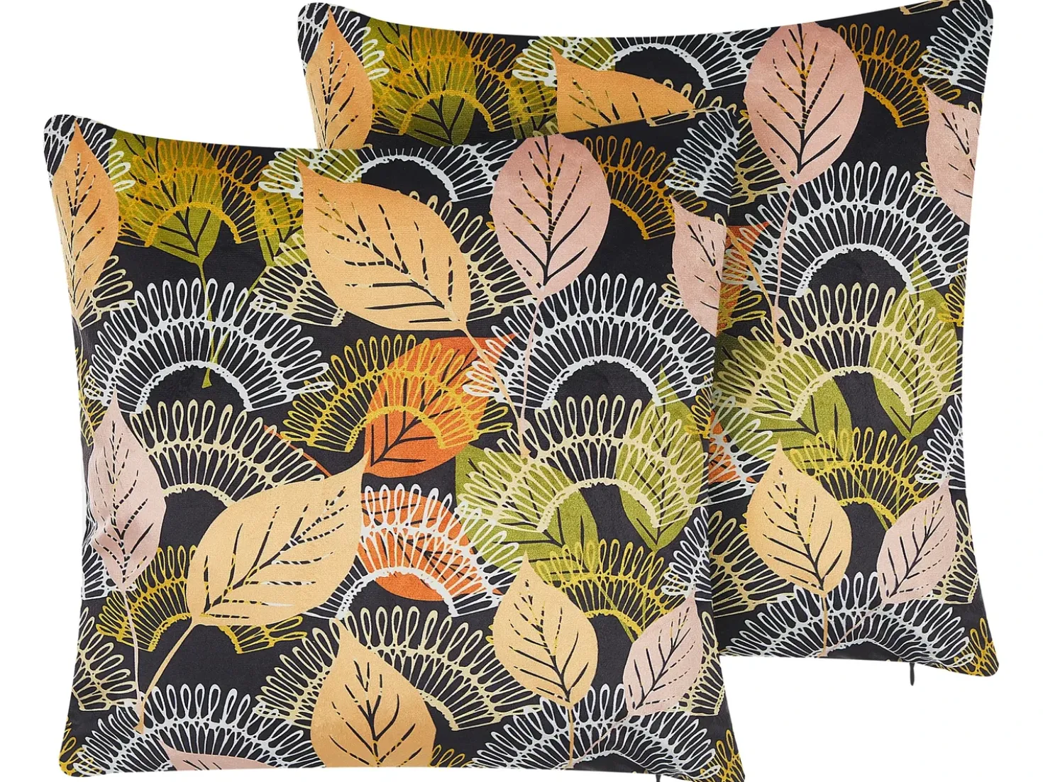 Set di 2 cuscini LAGURUS Velluto 45 x 45 cm Multicolore Trama di piante