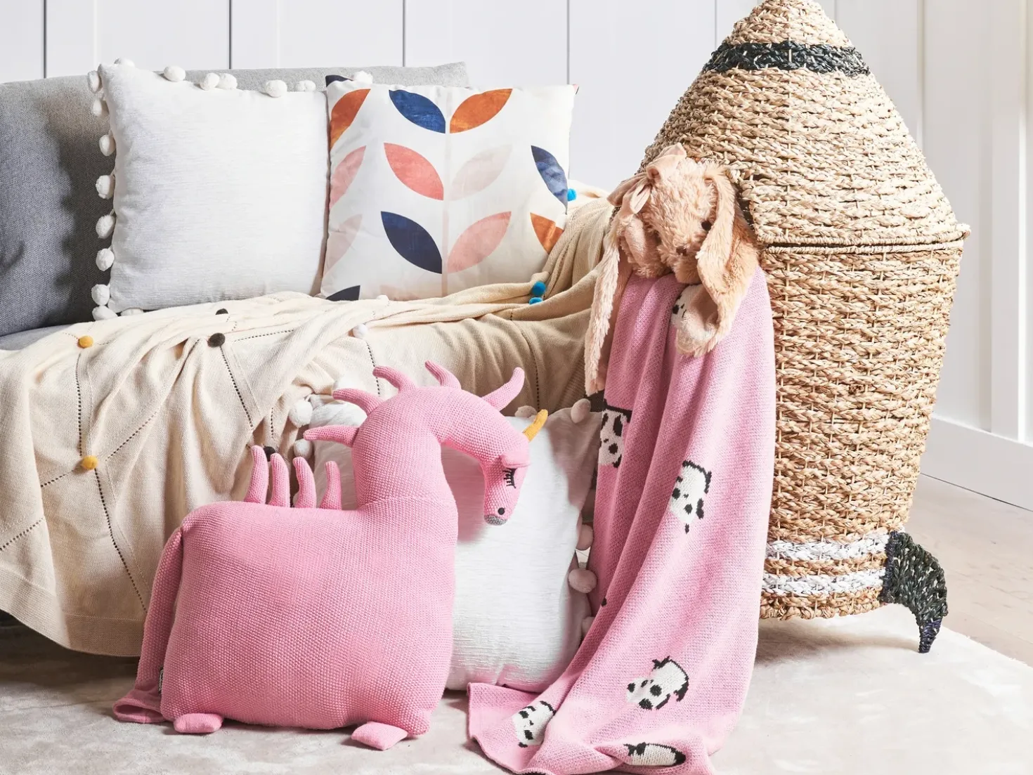 Set di 2 cuscini LAMMI Cotone 45 x 45 cm Rosa Unicorno