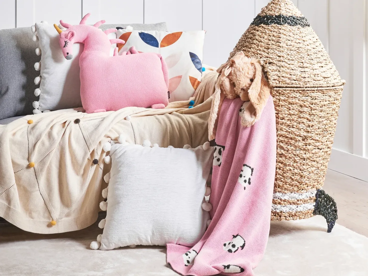 Set di 2 cuscini LAMMI Cotone 45 x 45 cm Rosa Unicorno