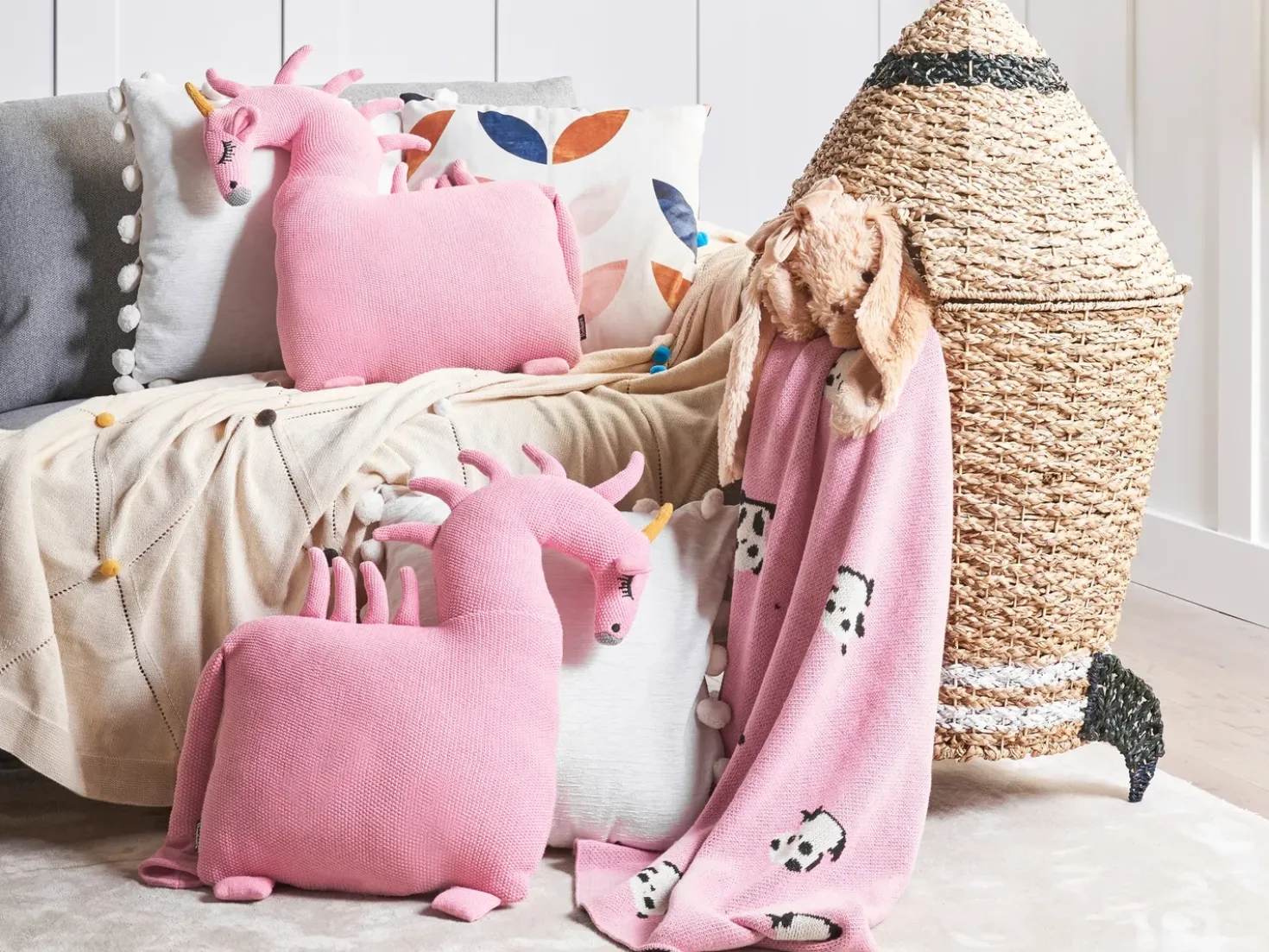 Set di 2 cuscini LAMMI Cotone 45 x 45 cm Rosa Unicorno
