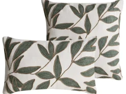 Set di 2 cuscini LANSIUM Cotone 30 x 50 cm 45 x 45 cm Bianco Trama di piante