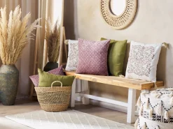 Set di 2 cuscini LARKSPUR Velluto 45 x 45 cm Rosa Trama geometrica