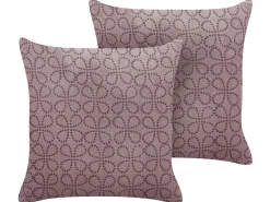 Set di 2 cuscini LARKSPUR Velluto 45 x 45 cm Rosa Trama geometrica