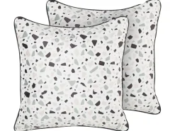 Set di 2 cuscini LAVENDER Velluto 45 x 45 cm Bianco Motivo Effetto terrazzo