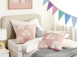 Set di 2 cuscini LEEA Cotone 45 x 45 cm Rosa pastello