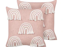 Set di 2 cuscini LEEA Cotone 45 x 45 cm Rosa pastello