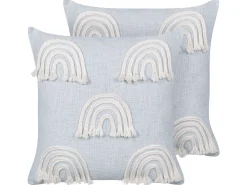 Set di 2 cuscini LEEA Cotone 45 x 45 cm Azzurro