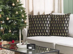 Set di 2 cuscini LEROY Cotone 45 x 45 cm Nero Modello natalizio