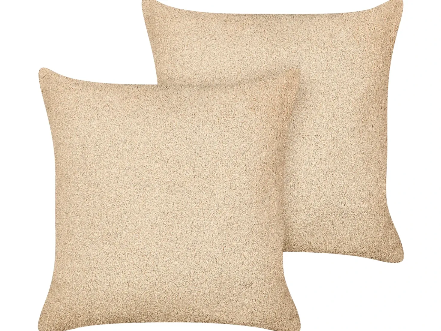 Set di 2 cuscini LEUZEA Bouclé 45 x 45 cm Beige sabbia Tinta unita