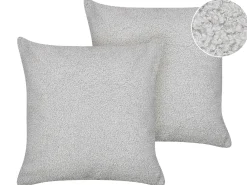 Set di 2 cuscini LEUZEA Bouclé 45 x 45 cm Grigio Tinta unita
