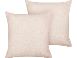 Set di 2 cuscini LEUZEA Bouclé 45 x 45 cm Rosa pastello Tinta unita