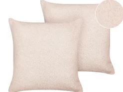 Set di 2 cuscini LEUZEA Bouclé 45 x 45 cm Rosa pastello Tinta unita