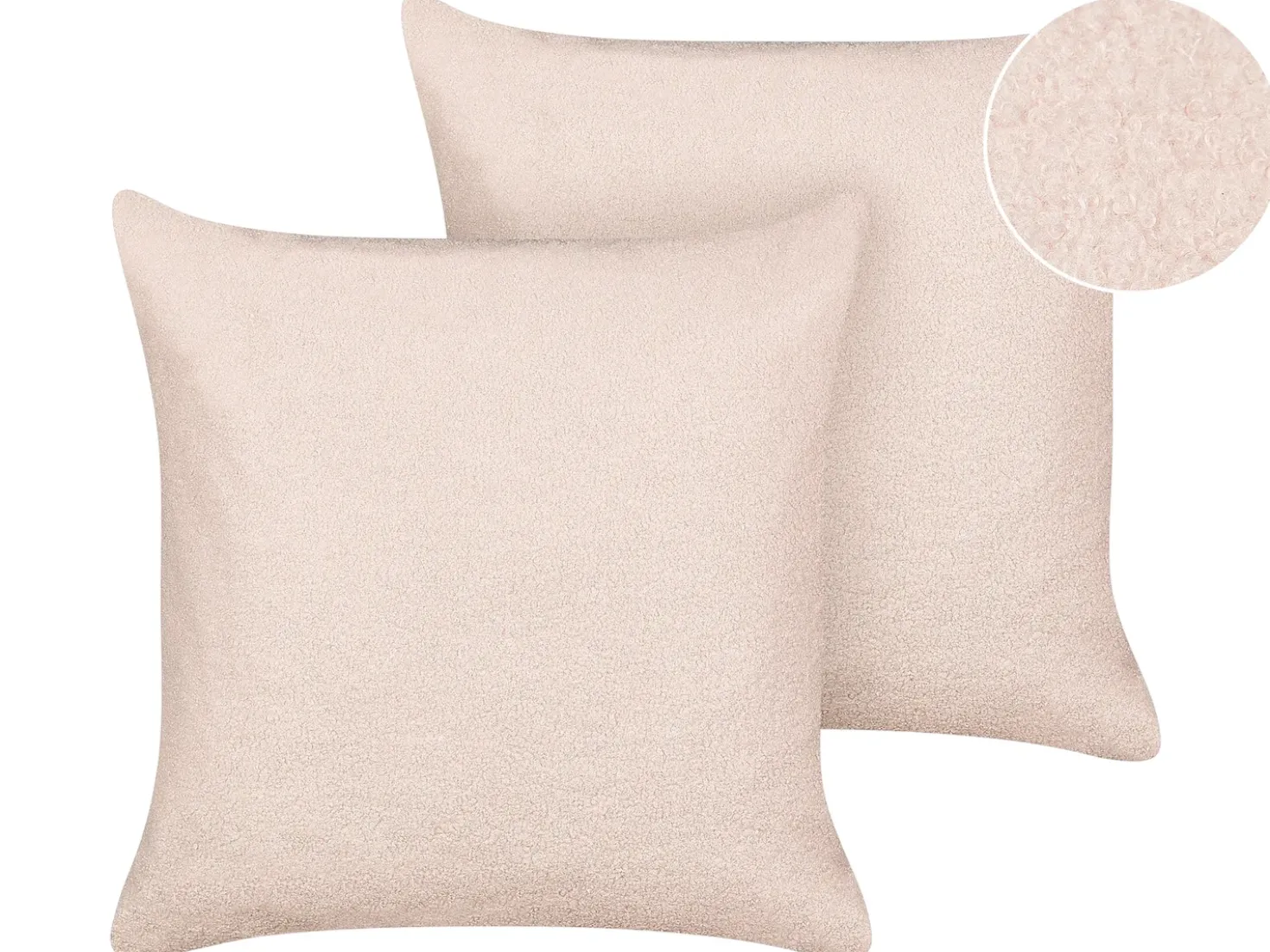 Set di 2 cuscini LEUZEA Bouclé 60 x 60 cm Rosa pastello Tinta unita
