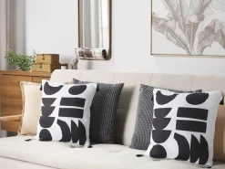 Set di 2 cuscini LIRIOPE 45 x 45 cm Nero/Bianco Trama geometrica