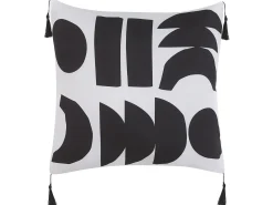 Set di 2 cuscini LIRIOPE 45 x 45 cm Nero/Bianco Trama geometrica